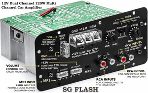 SG Flash 12V 120W Dual Channel Car Amplifier - Image 6