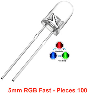 एल्फ 5mm RGB Transparent LED, Multicolor Changing LED, 3V DC, 2 Pin, Pack of 100 इलेक्ट्रॉनिक कॉम्पोनेन्ट इलेक्ट्रॉनिक हॉबी किट
