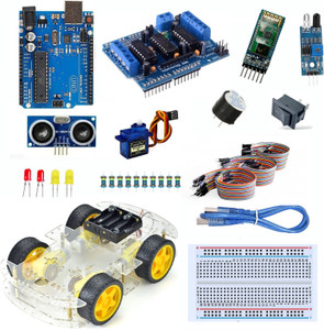 SHEKTRONIX 4 Wheel Drive Smart Robot Car Kit with Uno Board, L293D