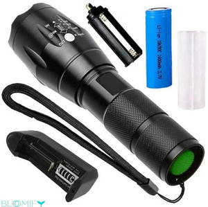 BloomiFy Waterproof 5 Mode Zoomable Torch 18650 Battery Flashlight
