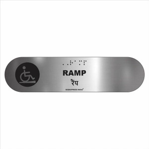 Iriguchi Sign Ramp Signxpress Ramp Sign with Braille Ramp Indicator for Accessibility ...