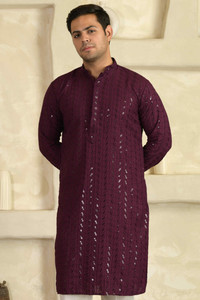 LEMONX Men Embroidered Straight Kurta