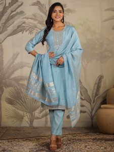 Janasya Women Kurta Pant Dupatta Set