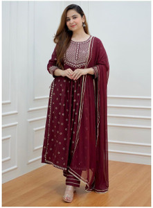 UGMAZ Embroidered Kurta, Palazzo & Dupatta Set