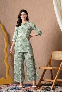 Silakiva Women Ethnic Top Palazzo Set