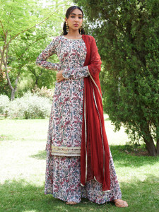Janasya Women Kurta Sharara Set