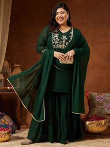 Janasya Women Kurti Sharara Dupatta Set