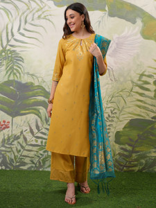 Vishudh Women Kurta Palazzo Attached Dupatta Set