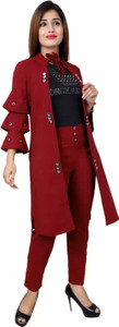4All Women Ethnic Top Pant Ethnic Jacket Set
