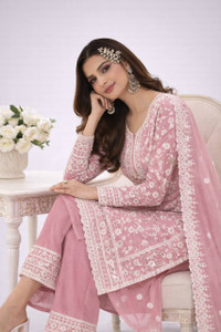 Kashvanta Net/Lace Embroidered Kurta & Palazzo Material