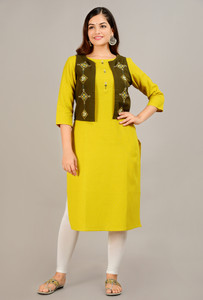 Demirner Women Embroidered Straight Kurta
