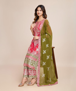 BlissWeave Women Kurta Palazzo Dupatta Set
