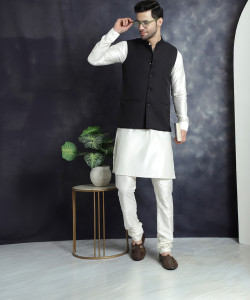 Jompers Men Kurta Churidar Ethnic Jacket Set