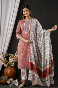 D K W Women Kurta Pant Dupatta Set