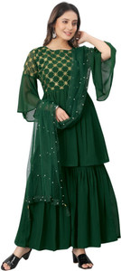BAMSOM WEAR Women Kurti Sharara Dupatta Set