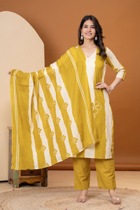 TOULIN FAB Women Kurta Palazzo Dupatta Set