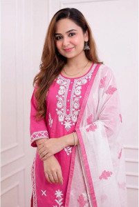 JHR Women Kurta Pant Dupatta Set