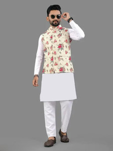 StyleVault Men Kurta Pyjama Ethnic Jacket Set