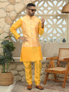 kraft india Men Kurta Pyjama Ethnic Jacket Set