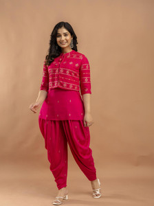 SHEESHAM Women Kurta Dhoti Pant Ethnic Jacket Set