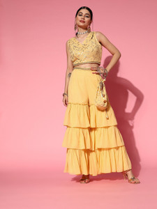 LIBAS Women Ethnic Top Palazzo Set