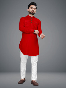 FRELURO Men Solid Straight Kurta