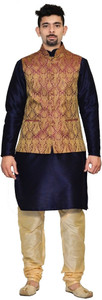 Royal Garments Men Kurta Churidar Ethnic Jacket Set