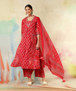 KIMAYRA Women Kurta Palazzo Dupatta Set