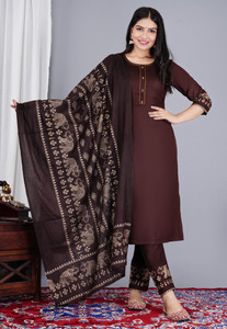 ब्रूनो प्रिंटेड कुर्ता, पतलून / पैंट और दुपट्टा सेट