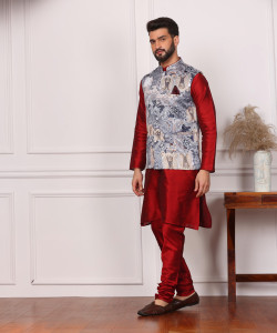 ARMAAN ETHNIC Men Kurta Churidar Ethnic Jacket Set