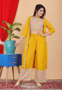 shobhit Women Kurta Palazzo Ethnic Jacket Set