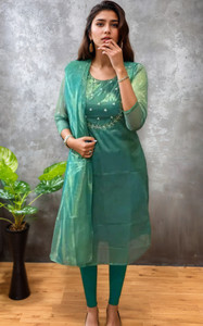 fillwork Women Kurti Attached Dupatta Set