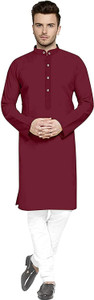 BHAVESHBHAI Men Self Design Straight Kurta