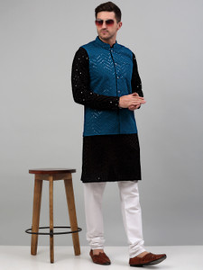 Jompers Men Kurta Churidar Ethnic Jacket Set