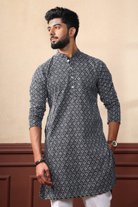 Progetto Men Printed Straight Kurta