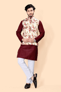 StyleVault Men Kurta Pyjama Ethnic Jacket Set