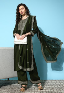 SheWill Women Kurta Palazzo Dupatta Set