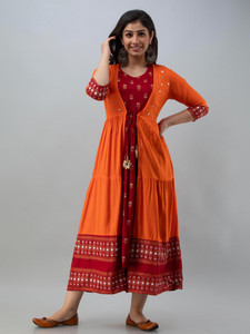 CELEBRAVO Women Kurta Ethnic Jacket Set