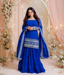 YOGEEFASHION Women Kurti Sharara Dupatta Set