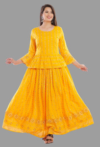 VENUSY Women Ethnic Top Skirt Set