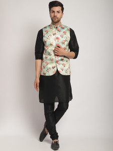 kaifoo Men Kurta Churidar Ethnic Jacket Set