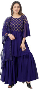 THUMMAR HOUSE Women Kurti Sharara Dupatta Set