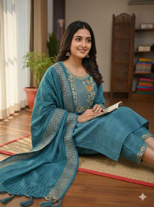 AuCollection Women Kurta Pant Dupatta Set