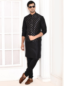 Maahi Fabs Men Kurta Pyjama Ethnic Jacket Set