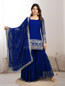 KAVATHIYA Women Kurta Sharara Dupatta Set