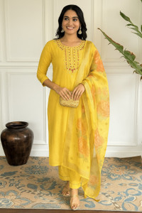 AEBA FASHION Women Kurta Pant Dupatta Set