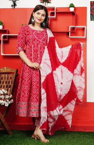 Sanganer Export Women Kurta Pant Dupatta Set