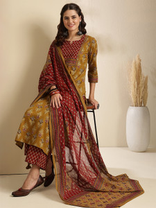 Gulmohar Jaipur Women Kurta Palazzo Dupatta Set