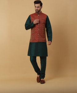 kraft india Men Kurta Pyjama Ethnic Jacket Set