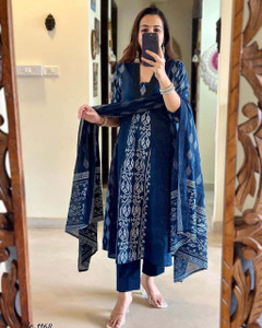 Tasrika Printed Anarkali Kurta, Bottom & Dupatta Set